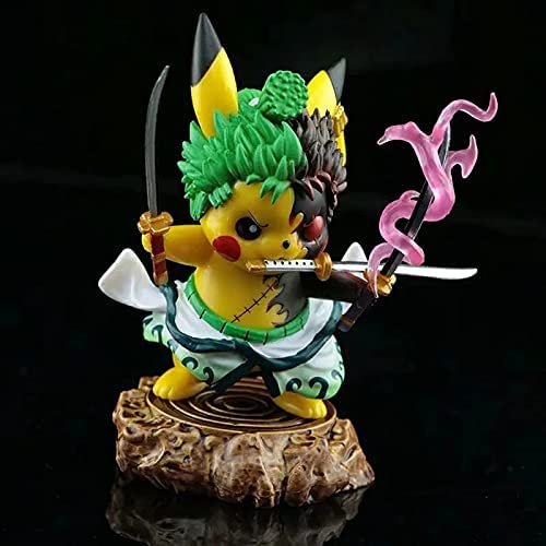 Anime Figurine Pikachu COS Roronoa Zoro, Statue de modèle de Personnages en PVC, Produits dérivés d’animation, Collection de Jouets de décoration de Bureau à Domicile, 12 cm