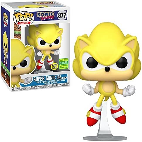 POP Funko 65259 ! Jeux : Sonic The Hedgehog – Super Sonic First Apparence (Convention d’été 2022 Glow in the Dark Exclusive) #877, Gris, Taille Unique POP Funko 65259 ! Jeux : Sonic The Hedgehog – Super Sonic First Apparence (Convention d’été 2022 Glow in the Dark Exclusive) #877, Gris, Taille Unique