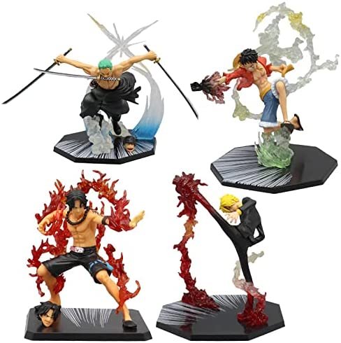 WANSHI One Piece Luffy Sanji Zoro Ace Anime Figure, 16cm-Combat Flame Figure Décoration Ornements de Collection Jouets Animations Modèle de Personnage (Zoro)
