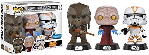 Funko Pop! Lot de 3 Figurines Star Wars Tarfful, l’Empereur découvert et Soldat Clone d’Utapau