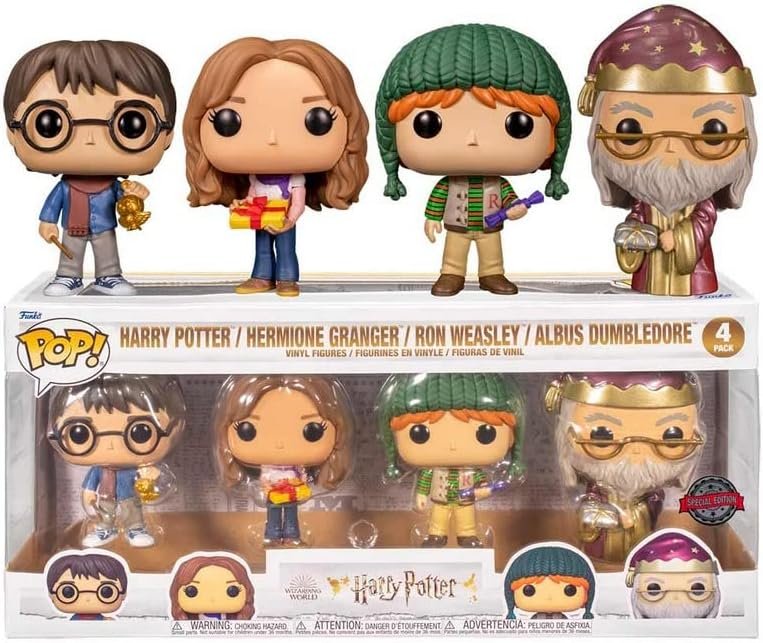 Funko Pop ! Harry Potter Wizarding World Festive Lot de 4 figurines en vinyle édition spéciale – Harry Potter / Hermoine Grainger / Ron Weasley / Albus Dumbledore – Bonus Mymoji Blind Bag Funko Pop ! Harry Potter Wizarding World Festive Lot de 4 figurines en vinyle édition spéciale – Harry Potter / Hermoine Grainger / Ron Weasley / Albus Dumbledore – Bonus Mymoji Blind Bag
