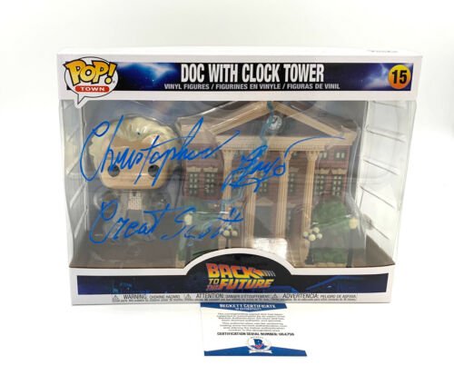 CHRISTOPHER LLOYD BACK TO THE FUTURE SIGNED CLOCK TOWER  FUNKO POP AUTO BAS 5