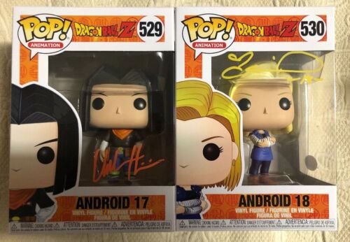 Colleen Clinkenbeard Chuck Huber Signed Funko Pop Set Android 17 18 JSA COA 4