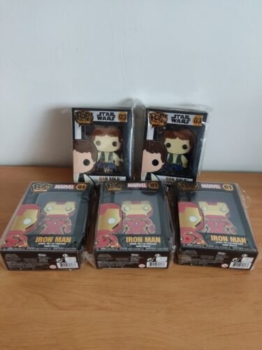 Figurines Funko Pop Pin&rsquo;s Collection Marvel Star Wars Iron Man Han Solo