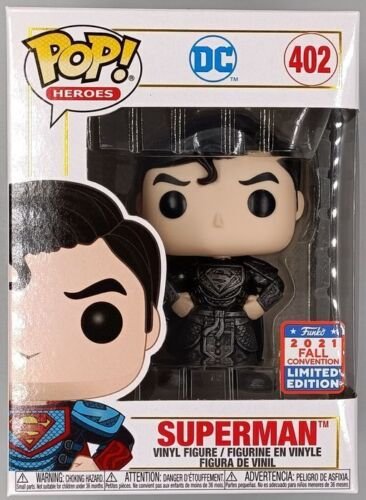 Funko POP #402 Superman (Black) Metallic – DC – 2021 Con with POP Protector