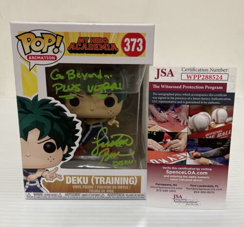 Justin Briner Signed DEKU Training Funko Pop MY HERO ACADEMIA JSA COA 2 Justin Briner Signed DEKU Training Funko Pop MY HERO ACADEMIA JSA COA 2