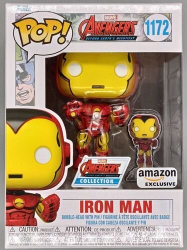 #1172 Iron Man Marvel Avengers Collection with Pin Funko POP with POP Protector
