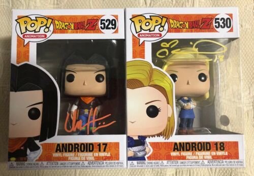 Colleen Clinkenbeard Chuck Huber Signed Funko Pop Set Android 17 18 JSA COA 9