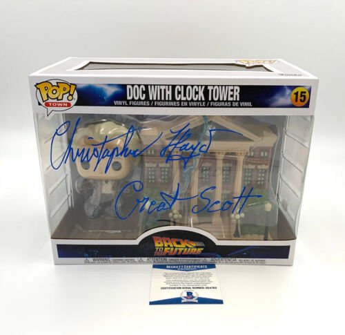 CHRISTOPHER LLOYD BACK TO THE FUTURE SIGNED CLOCK TOWER  FUNKO POP AUTO BAS 2