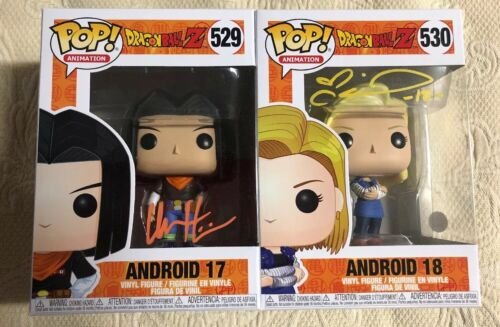 Colleen Clinkenbeard Chuck Huber Signed Funko Pop Set Android 17 18 JSA COA 5 Colleen Clinkenbeard Chuck Huber Signed Funko Pop Set Android 17 18 JSA COA 5