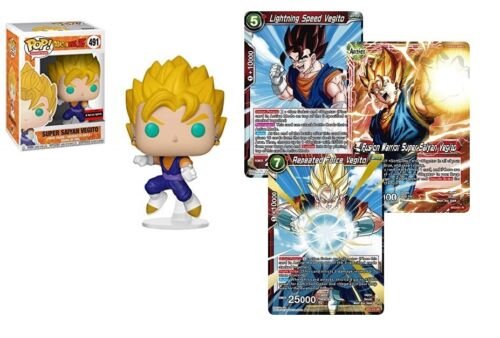 Funko Pop! AAA Exclusive Super Saiyan Vegito w/ DBS TCG SR,R Vegito TradingCards
