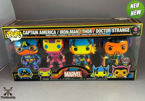 Funko Pop! Marvel Captain America Iron Man Thor Doctor Strange – Blacklight- Funko Pop! Marvel Captain America Iron Man Thor Doctor Strange – Blacklight-