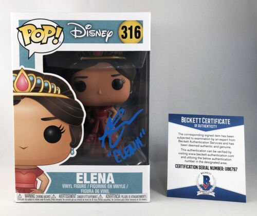 Aimee Carrero Signed Funko Pop Disney Princess Elena of Avalor #316 Beckett B…