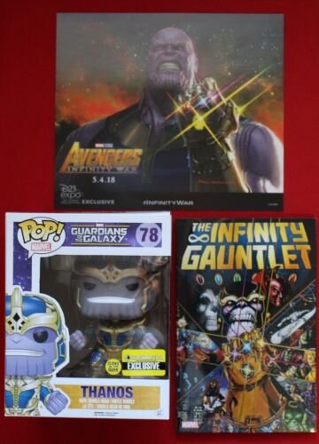 FUNKO POP Marvel Comics THANOS 6″ Figure Infinity War TPB D23 Poster Collection FUNKO POP Marvel Comics THANOS 6″ Figure Infinity War TPB D23 Poster Collection