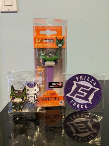 Funko Pop! Pez Perfect Cell Gamestop Exclusive, Frieza Force Patch & DBZ Pin Set Funko Pop! Pez Perfect Cell Gamestop Exclusive, Frieza Force Patch & DBZ Pin Set
