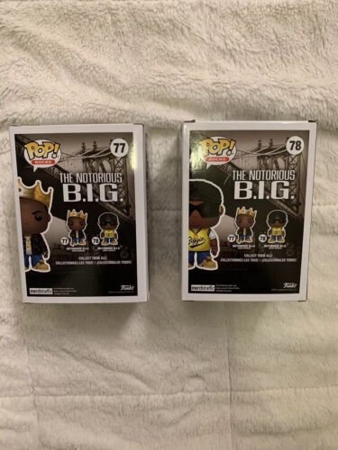 Funko Pop The Notorious B.I.G With Crown #77 And B.I.G With Jersey #78. Funko Pop The Notorious B.I.G With Crown #77 And B.I.G With Jersey #78.