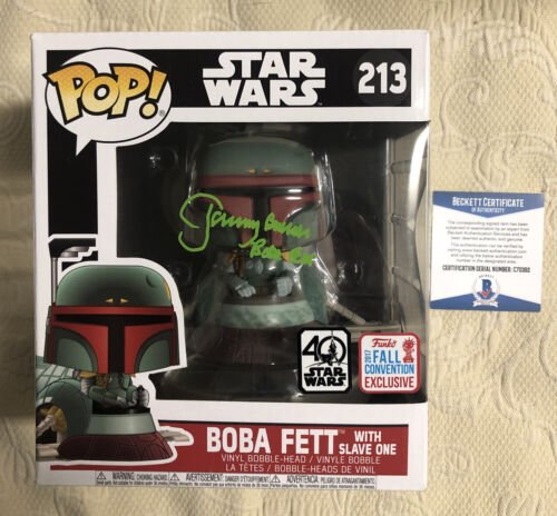 Jeremy Bulloch Signed Autographed Boba Fett Slave One Funko Pop BECKETT COA 2
