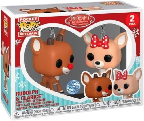 Funko Pop! Keychain: Rudolph 2 Pack Rudolph & Clarice Porte-clés Fantaisie NEUF