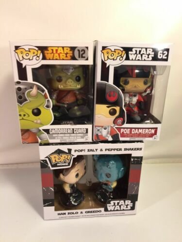 Funko Pop Star Wars Lot Han Solo Greedo Sel Poivre Camorrean Dameron Chiffres